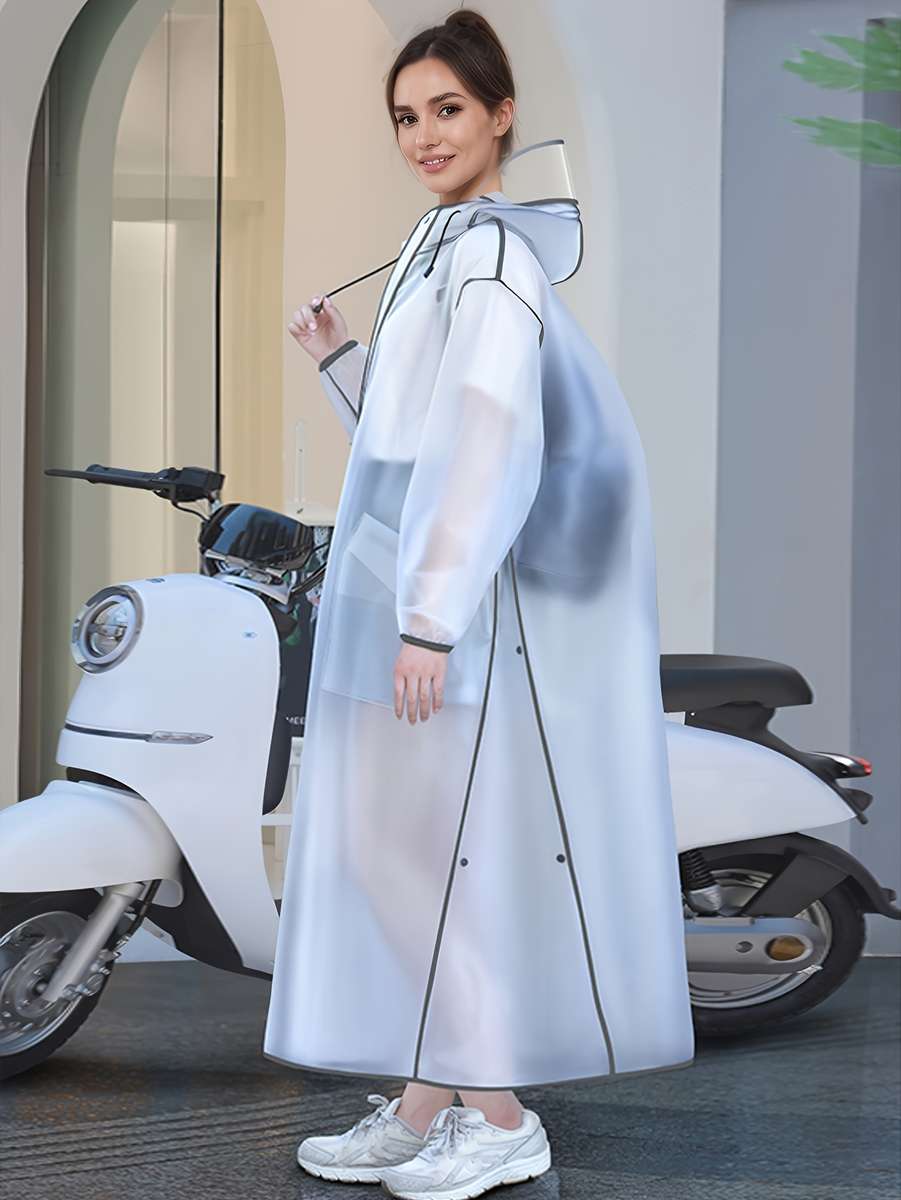 Raincoat Transparent Black Border Size L