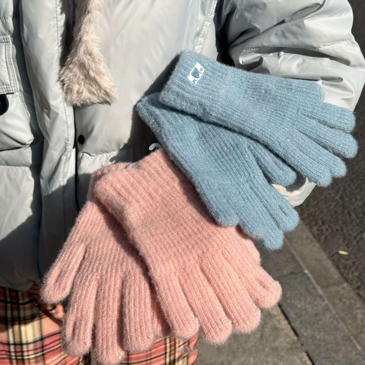 1 Pair White Warm Gloves