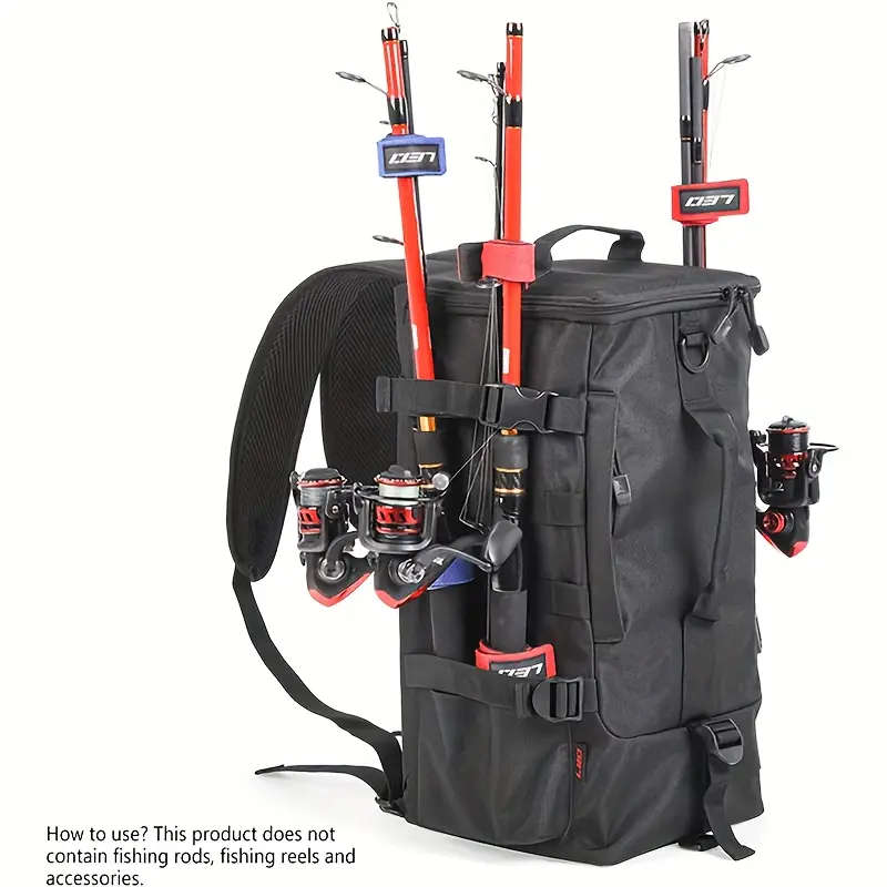 4.6 Gallon Black Fishing Backpack with Multiple Compartments