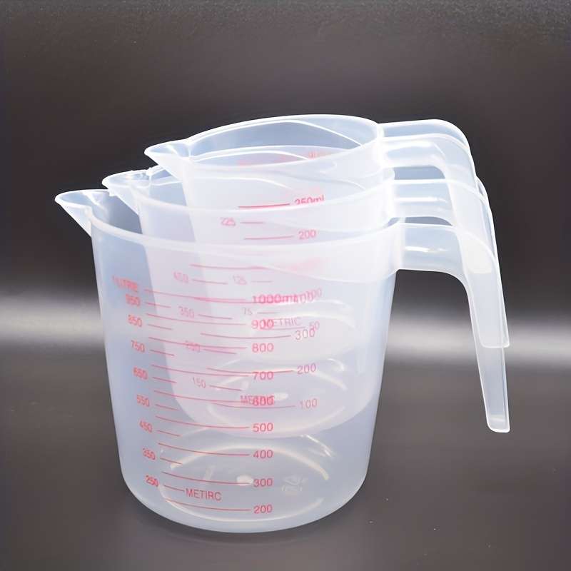 3pcs Baking Plastic Measuring Cups Double-sided Large Capacity Measuring Cups Transparent Thick
