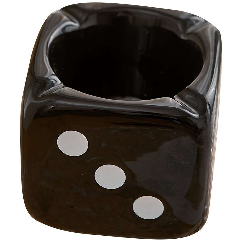 1pc Premium Ceramic Dice Ashtray for Living Room Coffee Table Rectangular Decorative Art Home Deco