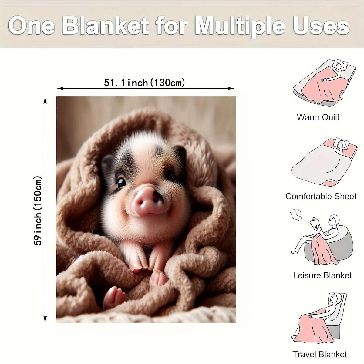 Blanket Size 59Inchx78.7Inch 150Cmx200Cm