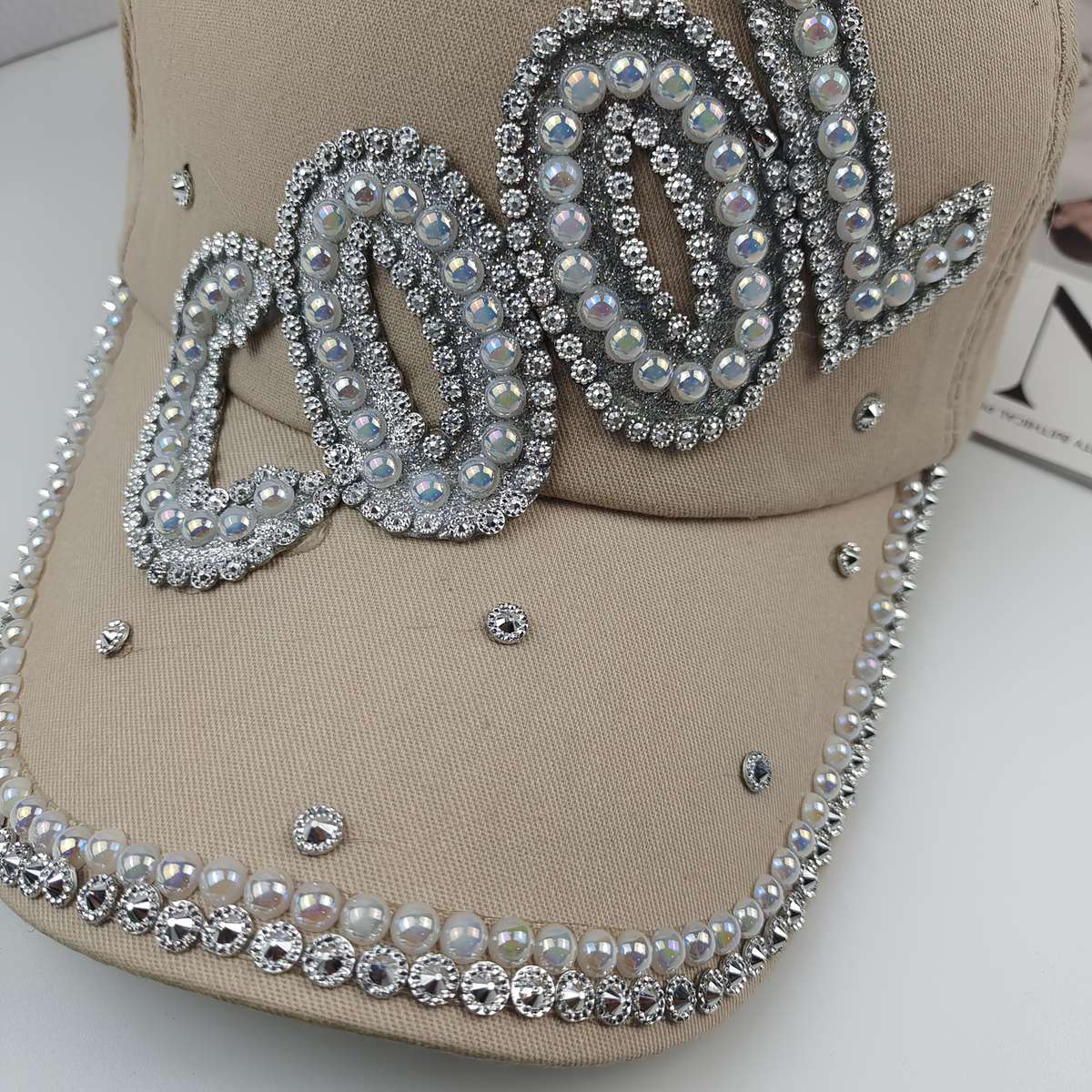 Bling Baseball Cap Hool Rhinestone Studded Sun Hat Lightweight Cotton Blend Adjustable Fit