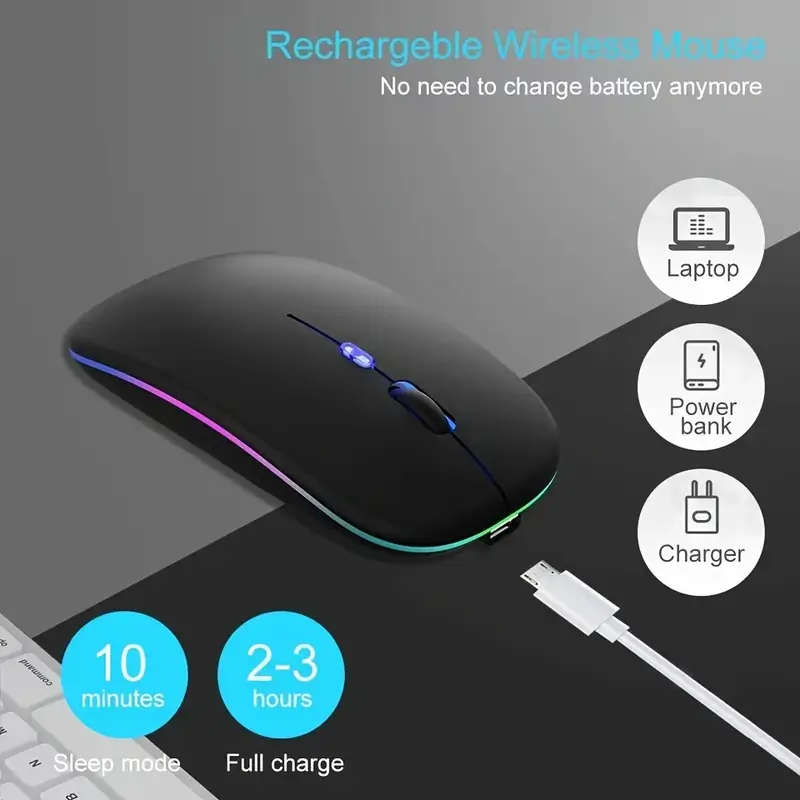 1pc Wireless Mouse Dual-Mode Mouse Rechargeable Mouse Comfortable Touch Ergonomic Design Gaming Mous