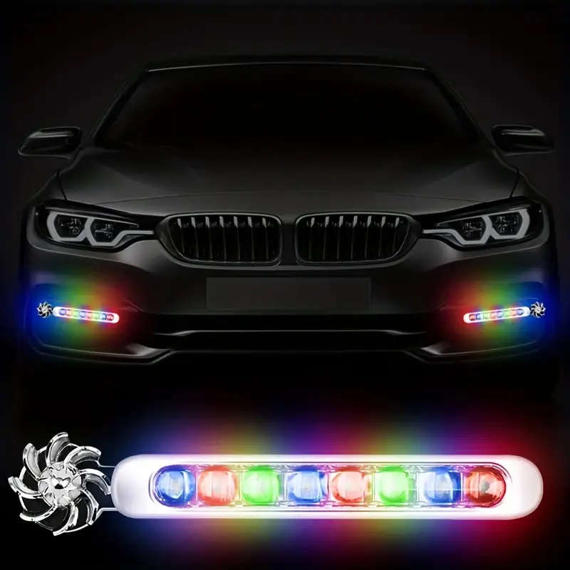 2-Pack Wind-Powered Car LED Fan Lights White