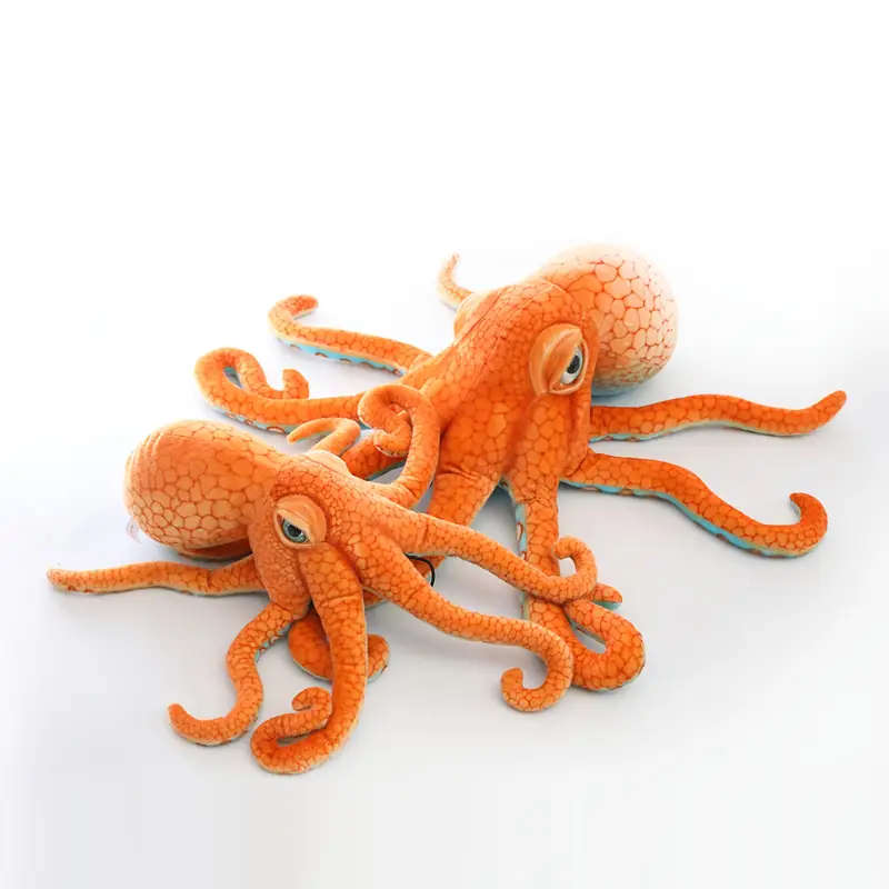 Large Bright Orange And Blue Octopus Plush Toy