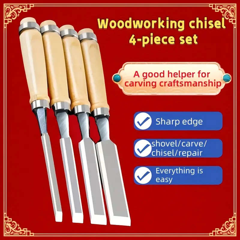 4-Piece Woodworking Chisel Set