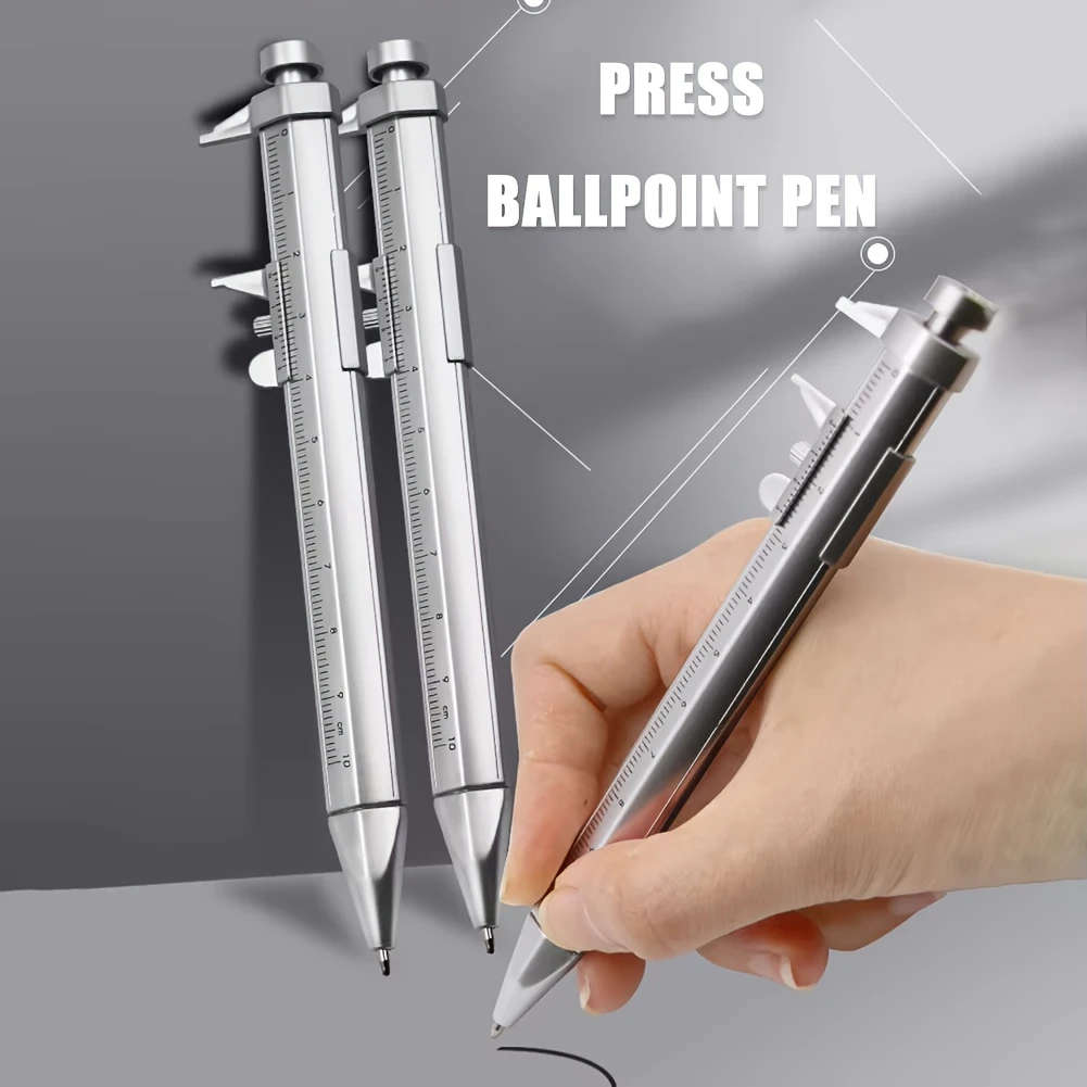 1pc Creative Vernier Caliper Rollerball Pen Multifunctional Neutral Ink Pen 0-100mm Round Ball Pen