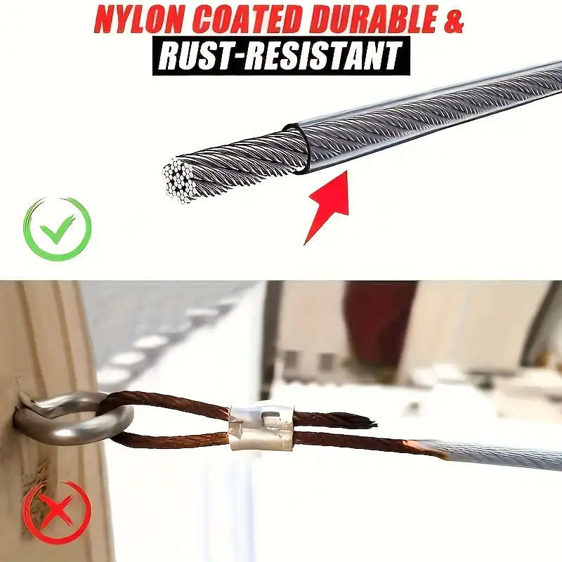 1pc Durable Stainless Steel Wire Rope Cable 360cm Length 2mm Thickness Multipurpose Metal Wire