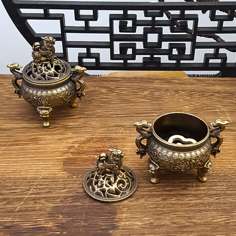 1 x Vintage Metal Kirin Incense Burner