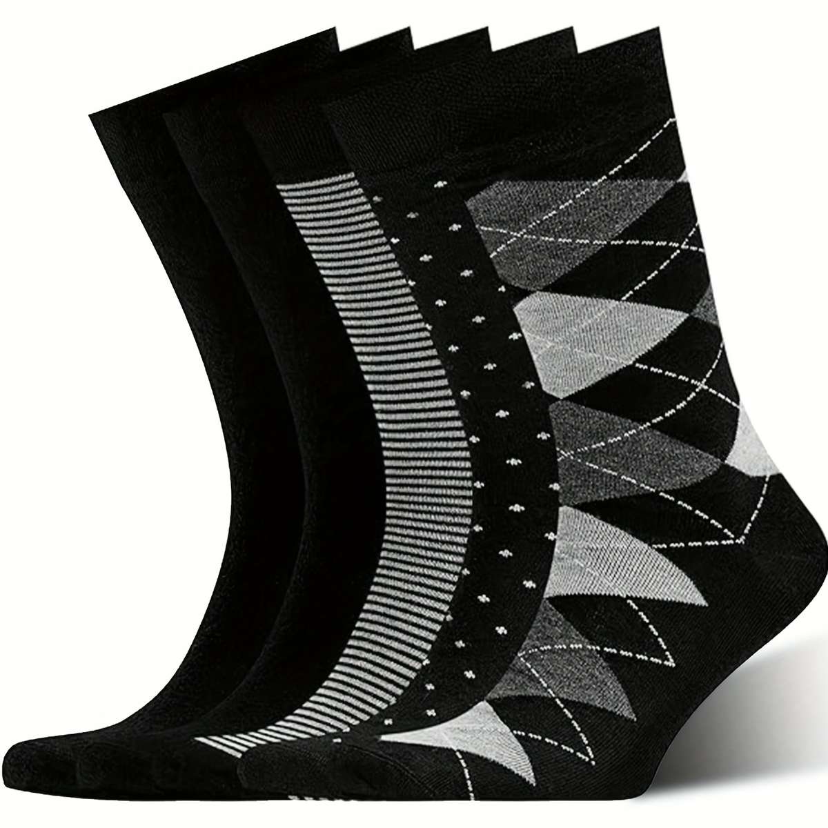 5 Pairs Black One Size High Elastic Socks