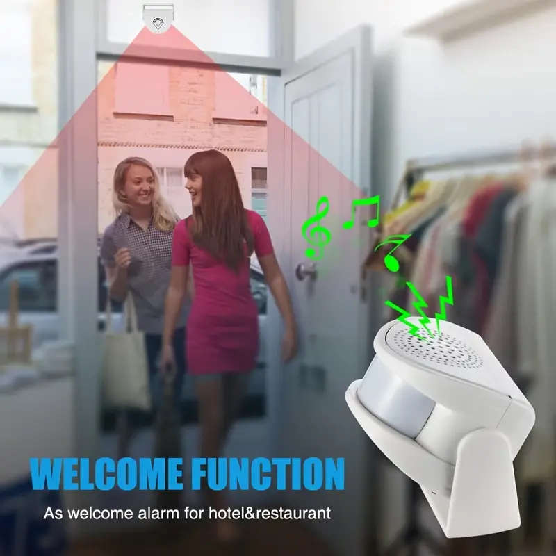 1pc Welcome Doorbell with 32 Melodies Adjustable Volume Infrared Motion Sensor Easy Install Wireless