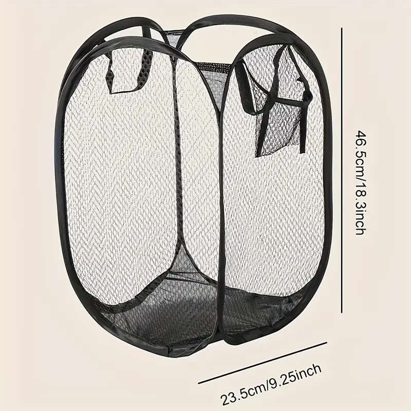 1pc Extra-Large Pop-Up Laundry Hamper with Handles Foldable Mesh Basket for Clothes Toys Breathable