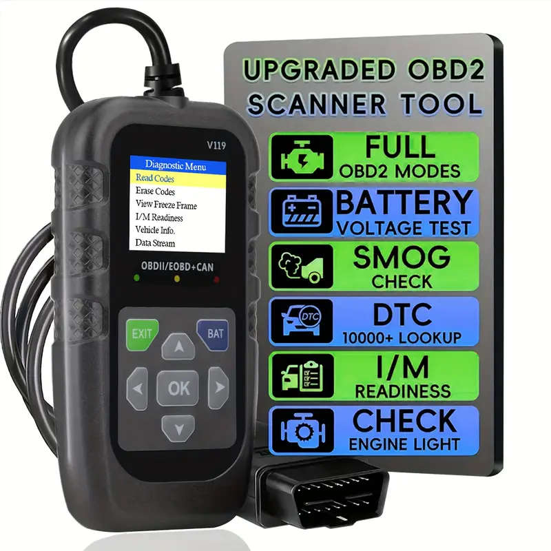 Car Obd2 Scanner Diagnostic Tool Automotive Voltage Tester Engine Fault Code Reader Eobd Can Cha
