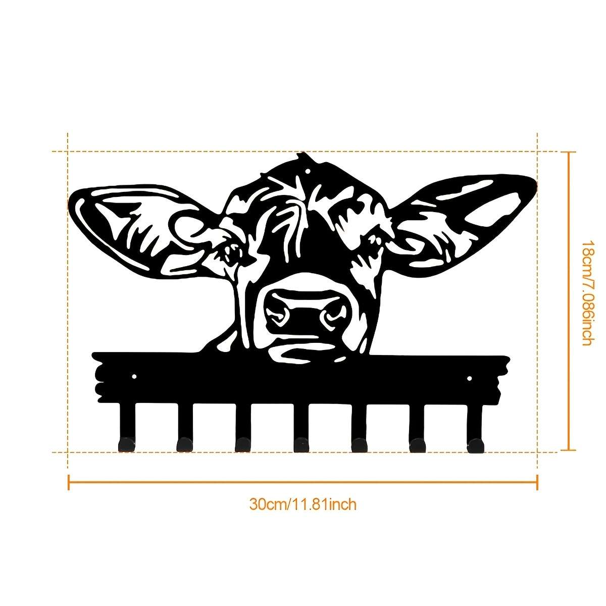 Chic Cow-Head Metal Key Coat Hook Rackrustic Black Wall-Mounted Design With Powder-Coated F