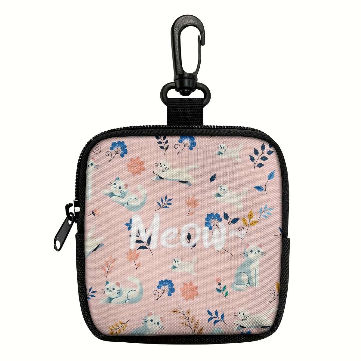 Cute Cat Keychain Coin Purse With Zipper Pocket Multifunctional Hanging Storage Wallet Machin