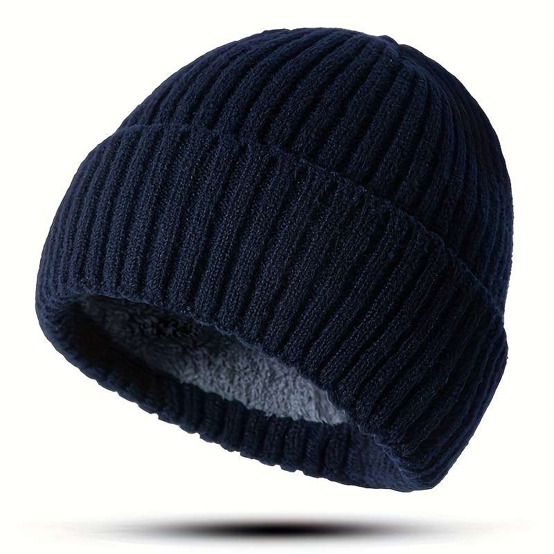 Winter Warmth Unisex Knit Beanie Hat with Folded Cuff Acrylic 95% Polyester 5% Elastic