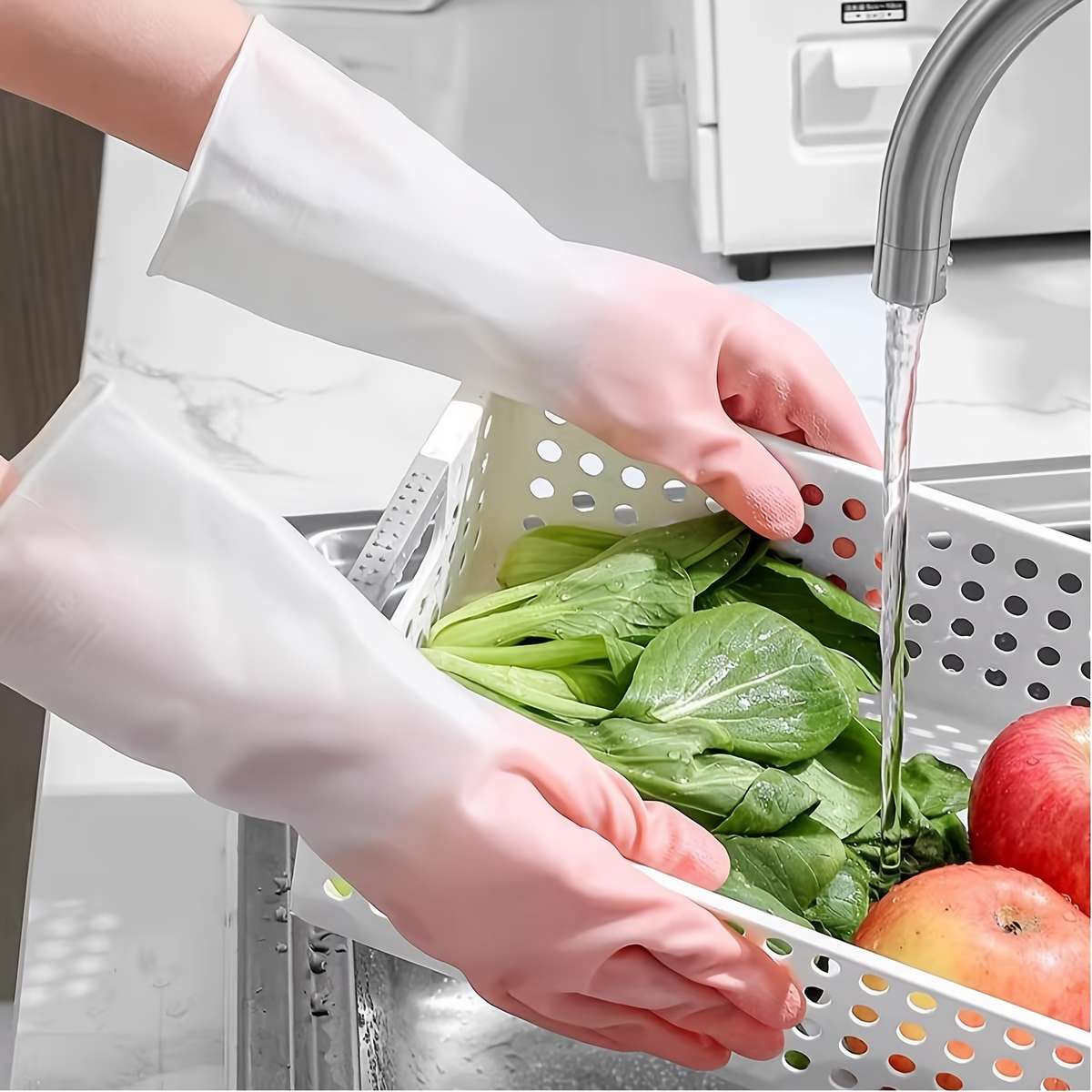 1 Pair Light Green Household Cleaning Gloves