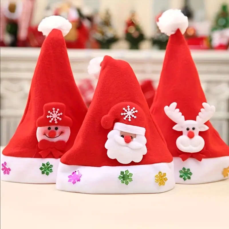 3 Red Santa Hats