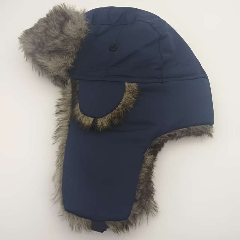 1pc Men's Winter Trapper Hat with Ear Flaps High Quality Windproof Insulated Faux Fur Lining A
