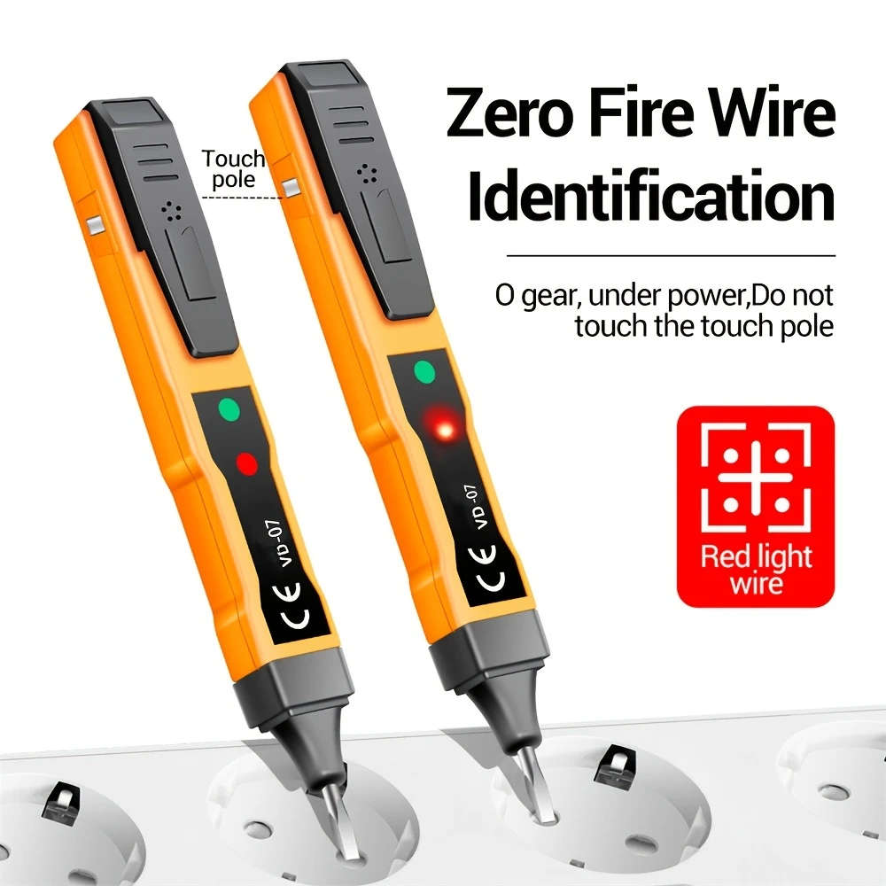 1pc Compact Non-Contact Voltage Detector Pen AC DC Induction Tester with LCD Display Sound Light