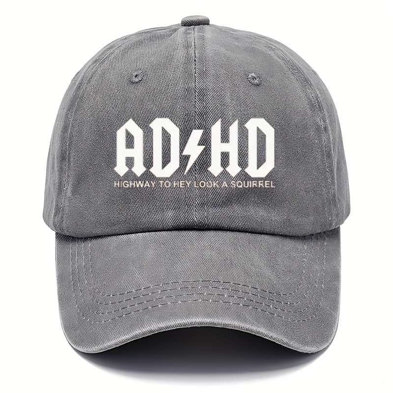 Funky Distressed Moisture-Wicking Adjustable Duckbill Hat Ad+Hd Print Cotton Baseball Cap For