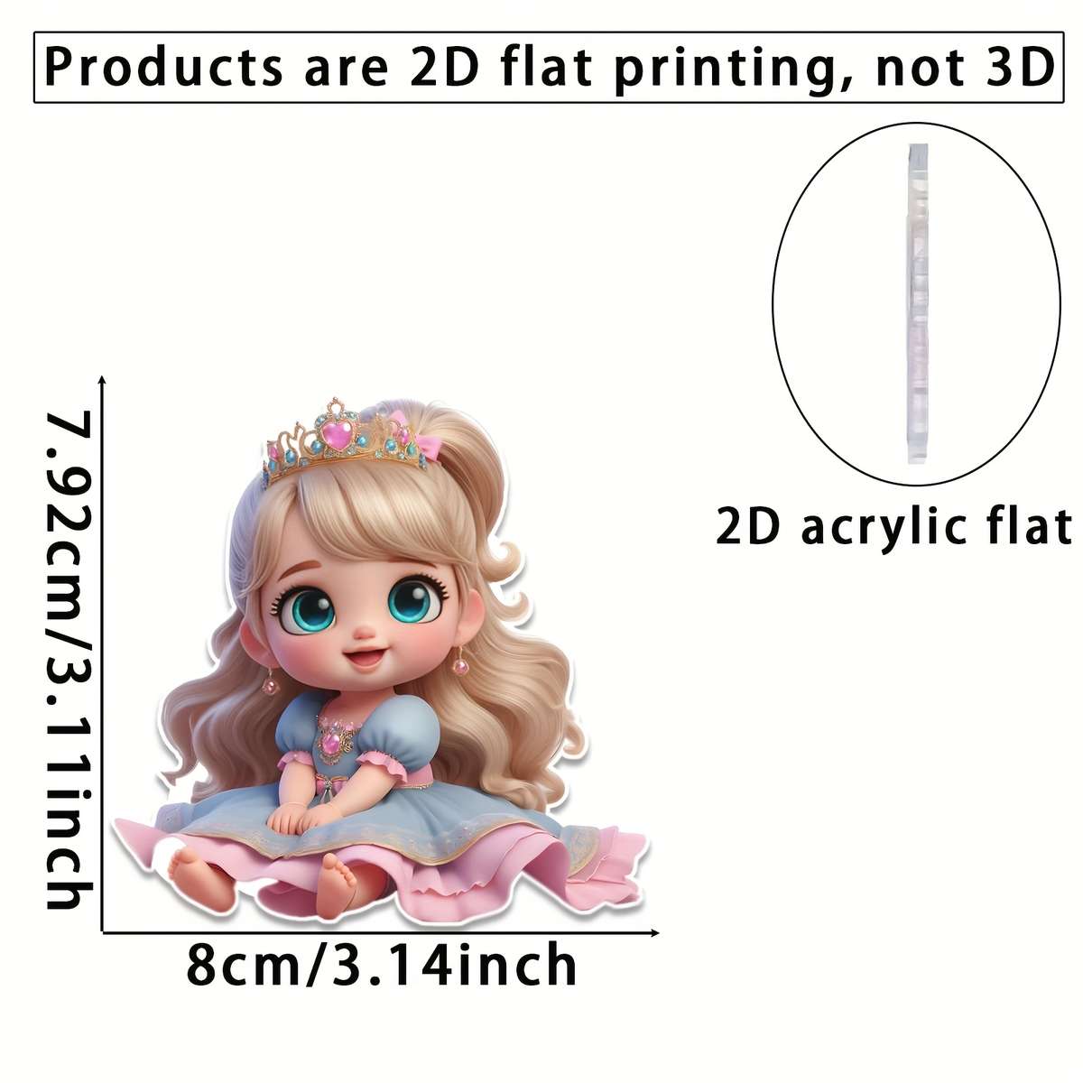 1pc 2D Flat   plane  cute princess multi-functional  acrylic pendant tree ornament suit