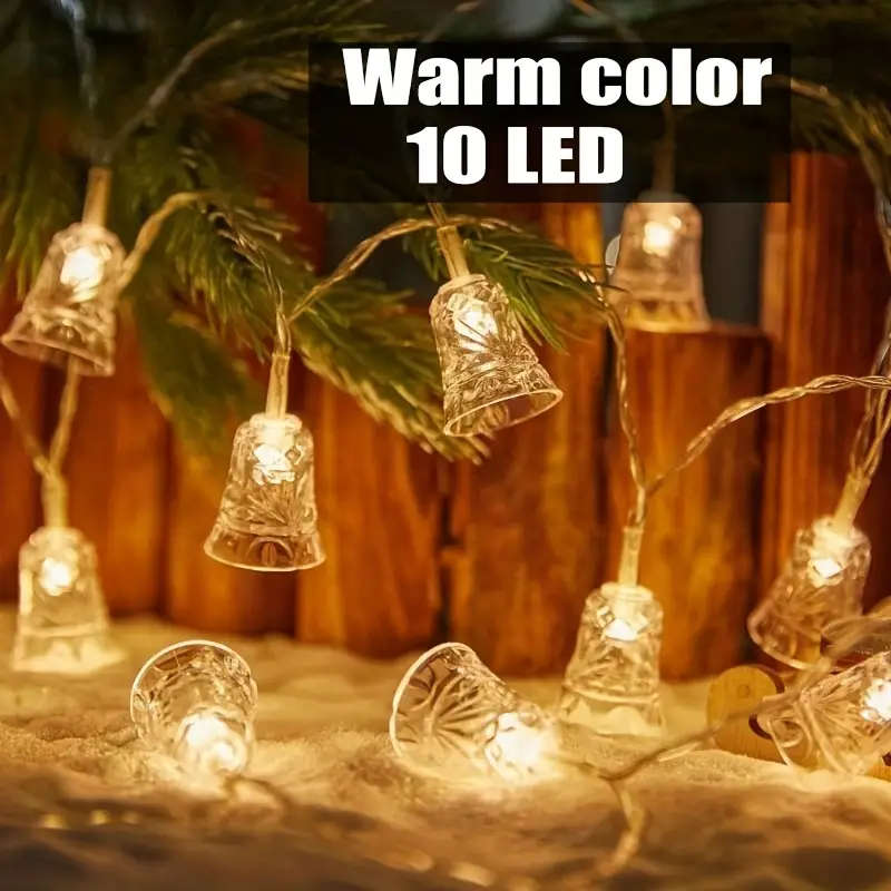 A String Of 10 Christmas-Patterned Bell Lights 1.5M