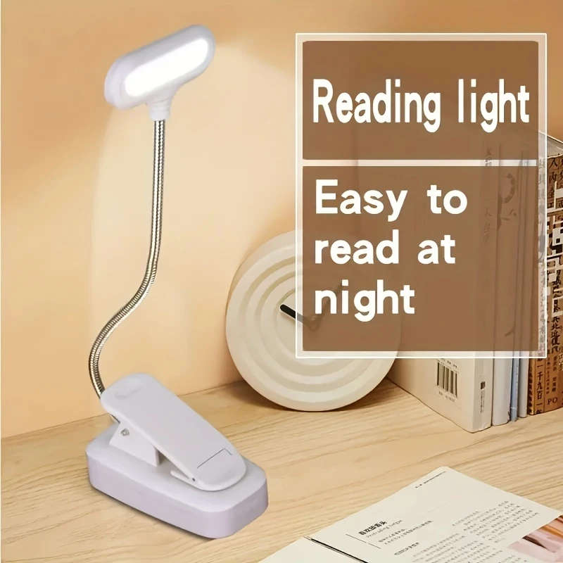 1pc Battery Power Portable Book Light With Clip Adjustable Arm Reading Light Night Reading Lamp Desk
