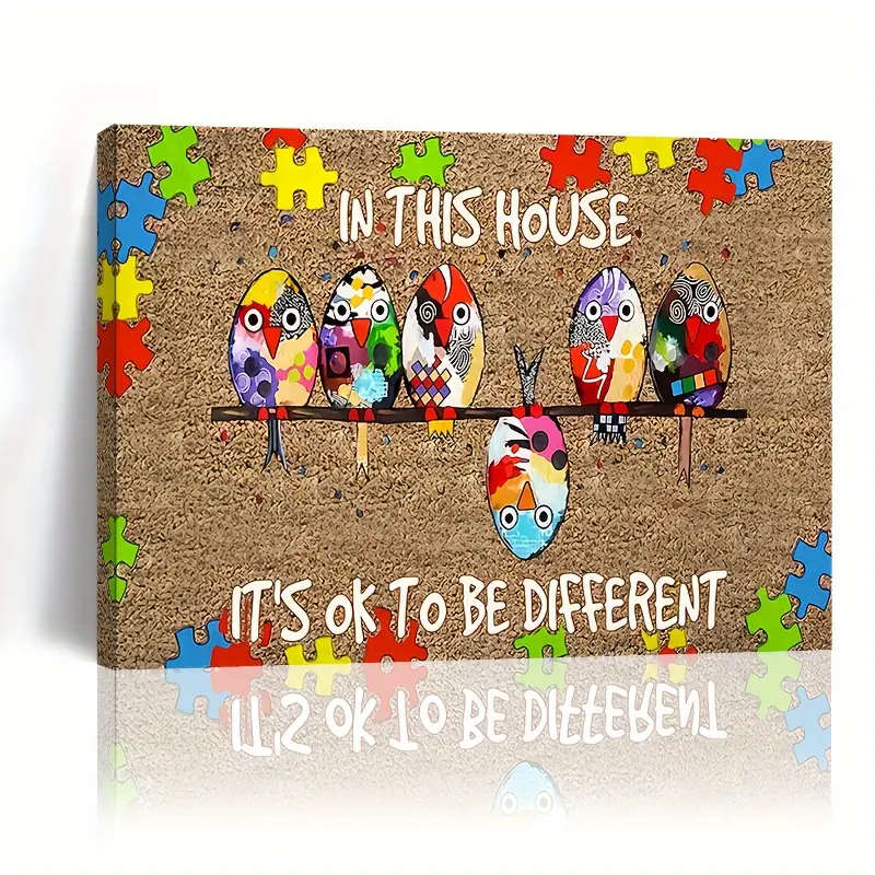 Charming Birds Awareness Canvas Art Wooden Framed Wall Decor
