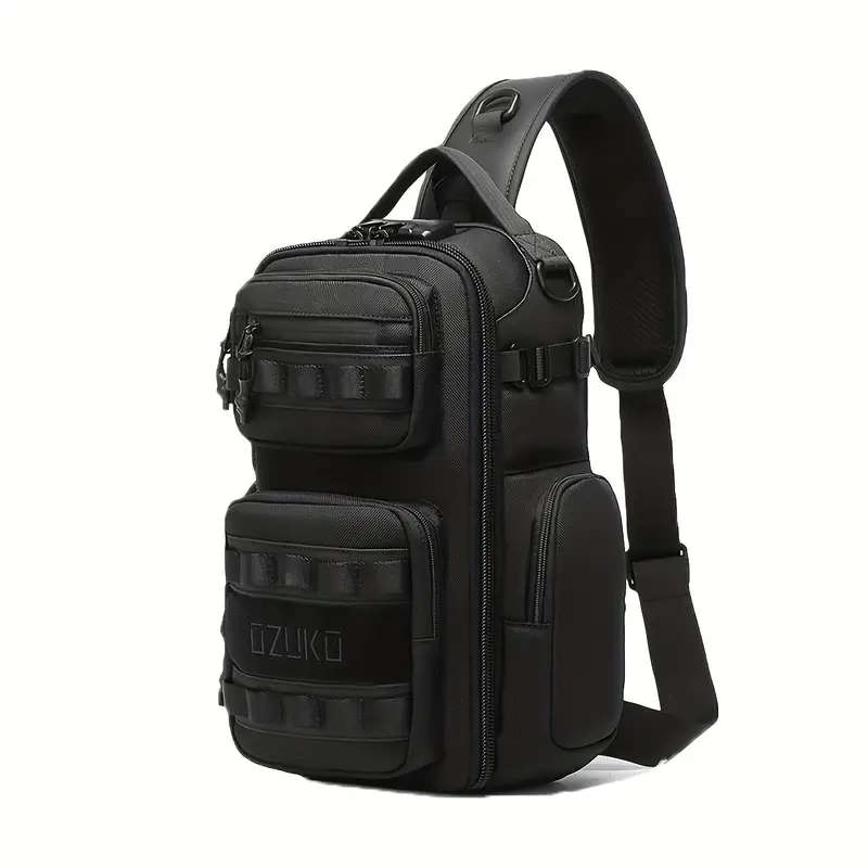 Men's Chest Bag with Multi-Functional Pockets Adjustable Shoulder Strap Hand Washable Zippered Cross