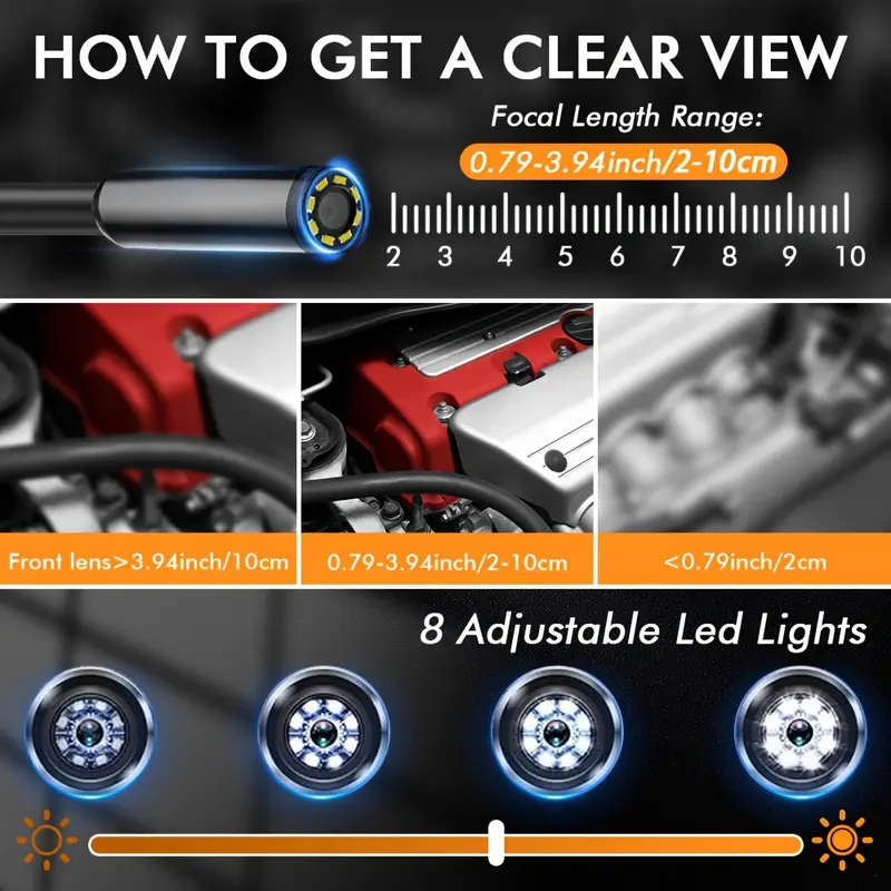 Endoscope Camera with Light 20m Endoscope Inspection Camera No WLAN Required 4.3'' IPS Screen 1080P