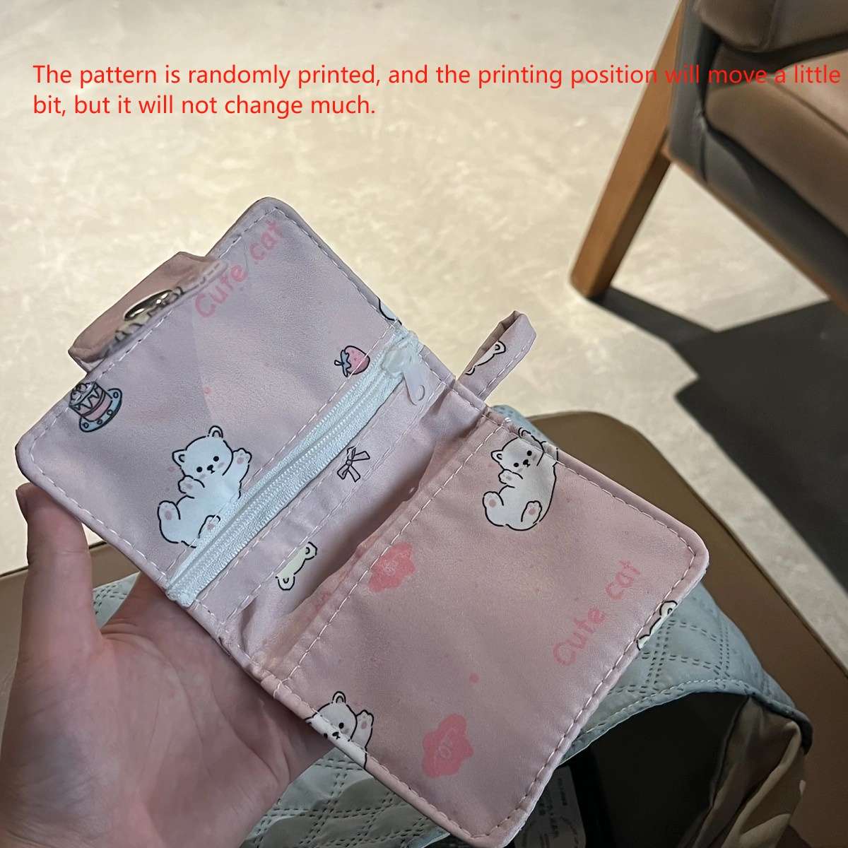 1pc Women's Cute Cat Design Compact Wallet Multi-Layer Card Holder with Snap Closure Durable Can