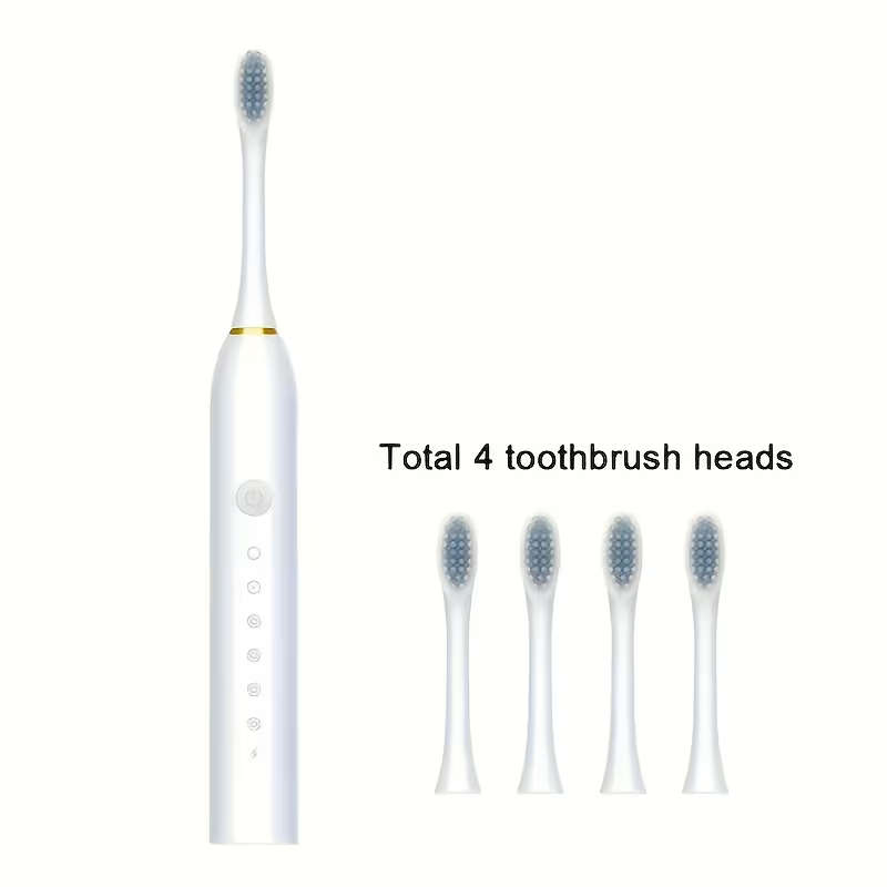 Rechargeable Electric Toothbrush 4 Brushes 6 Cleaning Modes 500mAh