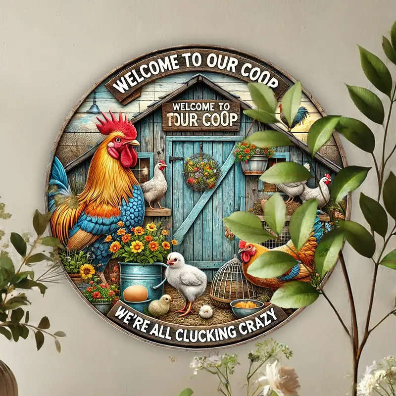 Vintage Mushroom Forest Golden Sign 20x20cm