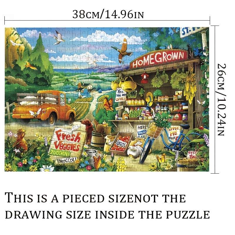 1000pcs Rustic Market Scene Jigsaw Puzzle Large High-Quality Thick Durable Paper