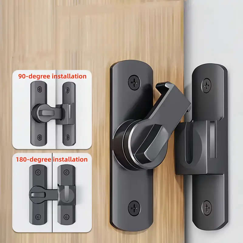 Security Door Lock Handle, Commercial/Residential Anti-Pry Lock with Adjustable Sliding 90°/180