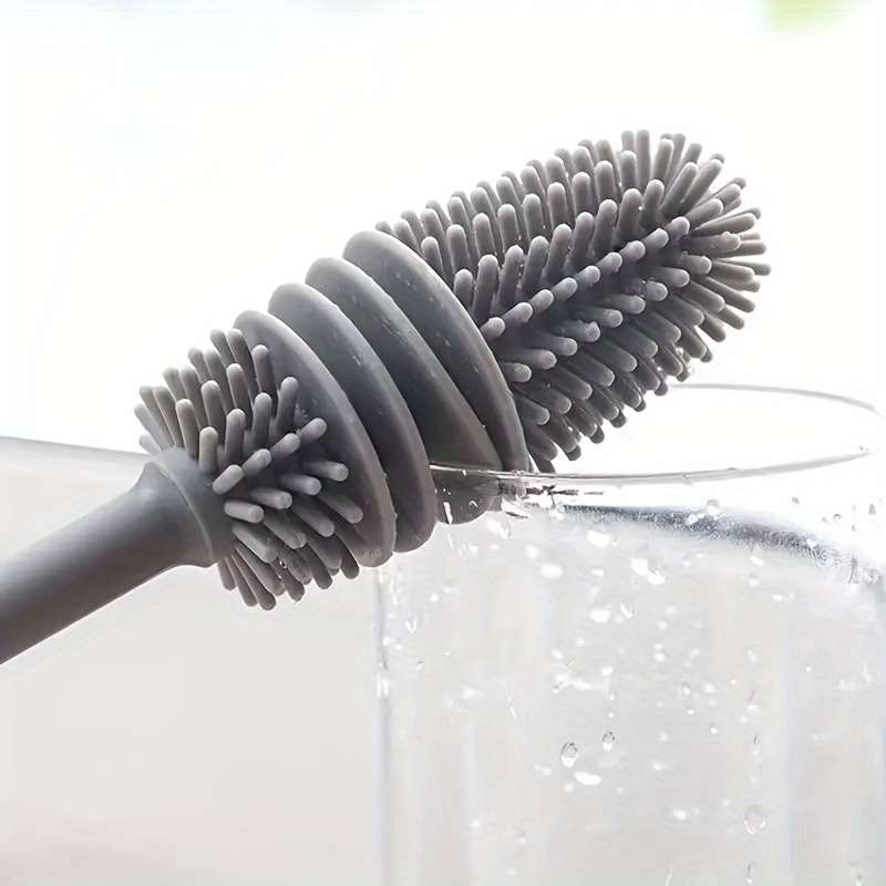 Silicone Cleaning Brush with Long Handle   Flexible Durable Bristles for Cups Bottles   Mult