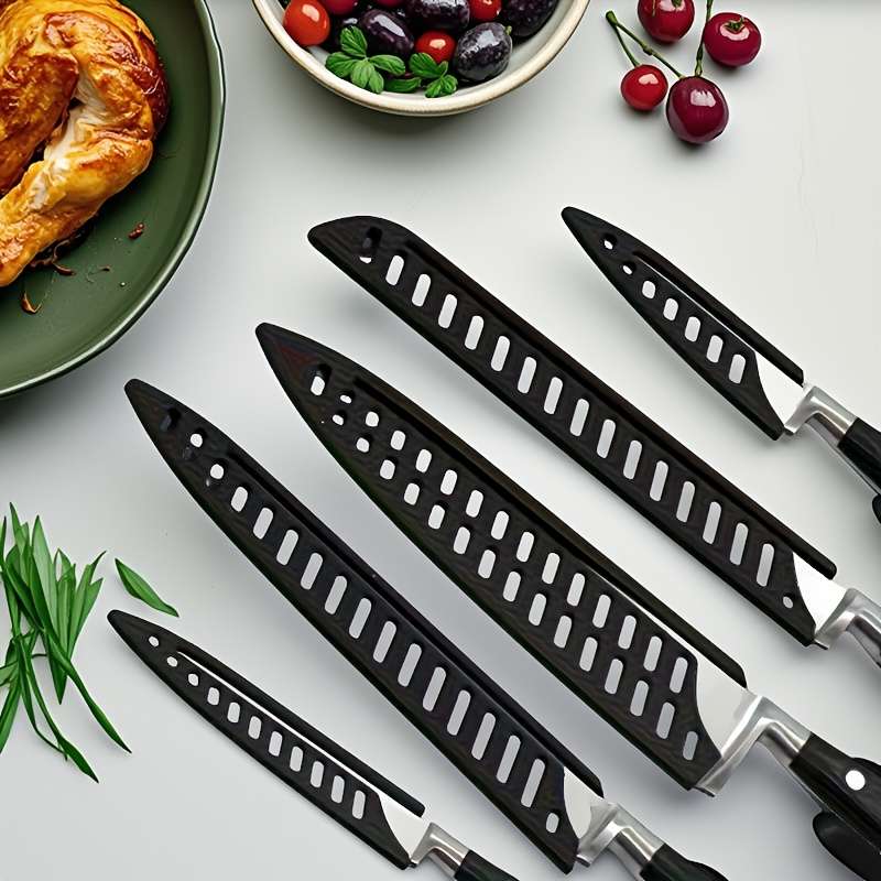 5pcs Black Chef Knife Sleeves Durable Polypropylene Sheath for Outdoor Kitchen Use Protect