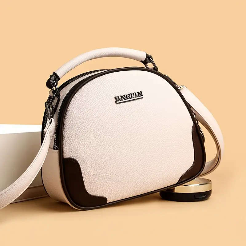 1pc Women's Crossbody Bag with Double Zipper Compartments Artificial Leather Casual Mini Fashion