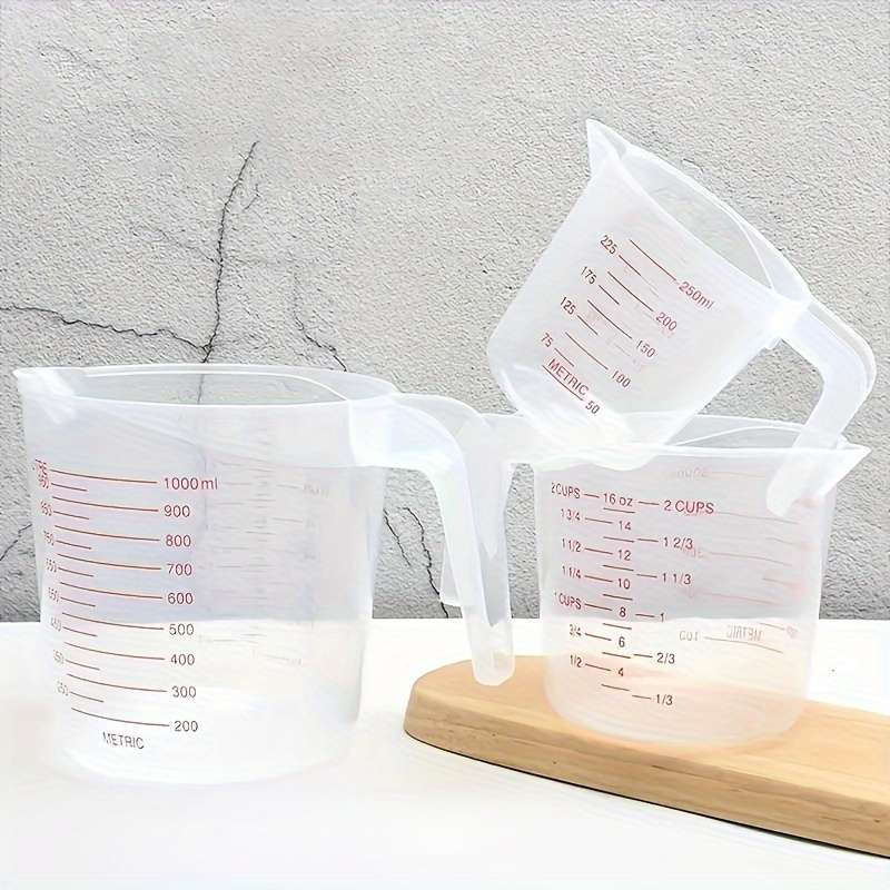 3pcs Baking Plastic Measuring Cups Double-sided Large Capacity Measuring Cups Transparent Thick