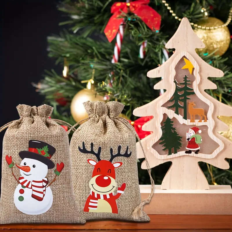 24 Christmas Gift Bags With Drawstring Closures