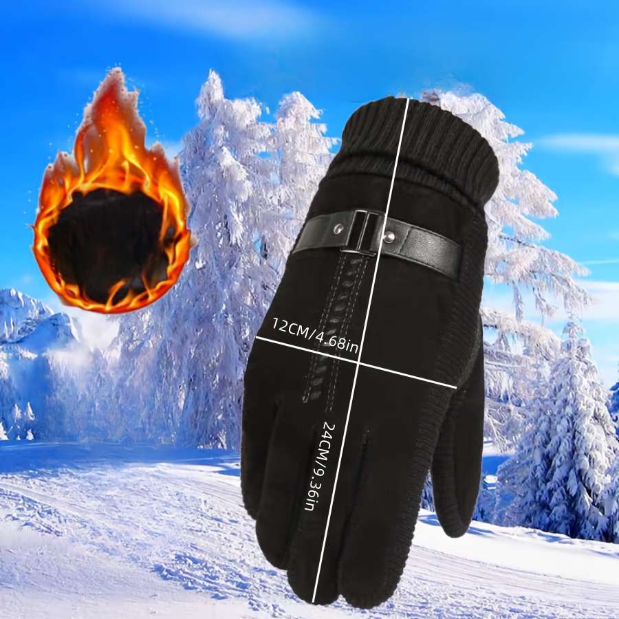 1 Pair Black Warm Gloves