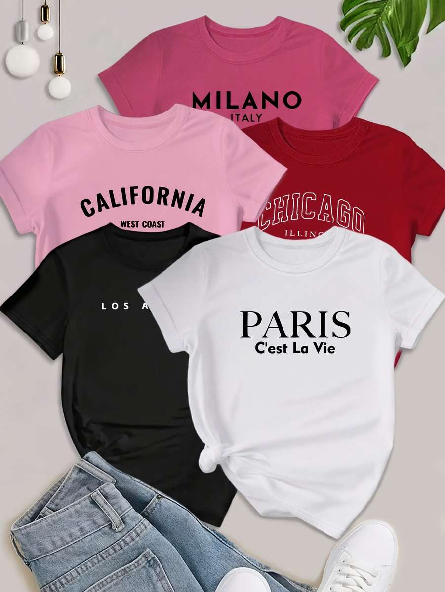 Womens T Shirt Color Black White Pink Rose Red Red Sizexxl