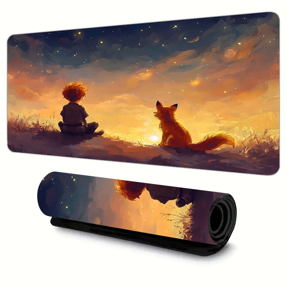 1pc 40x90cm Enchanted Forest Sunset Rubber Anti-Slip Mouse Pad
