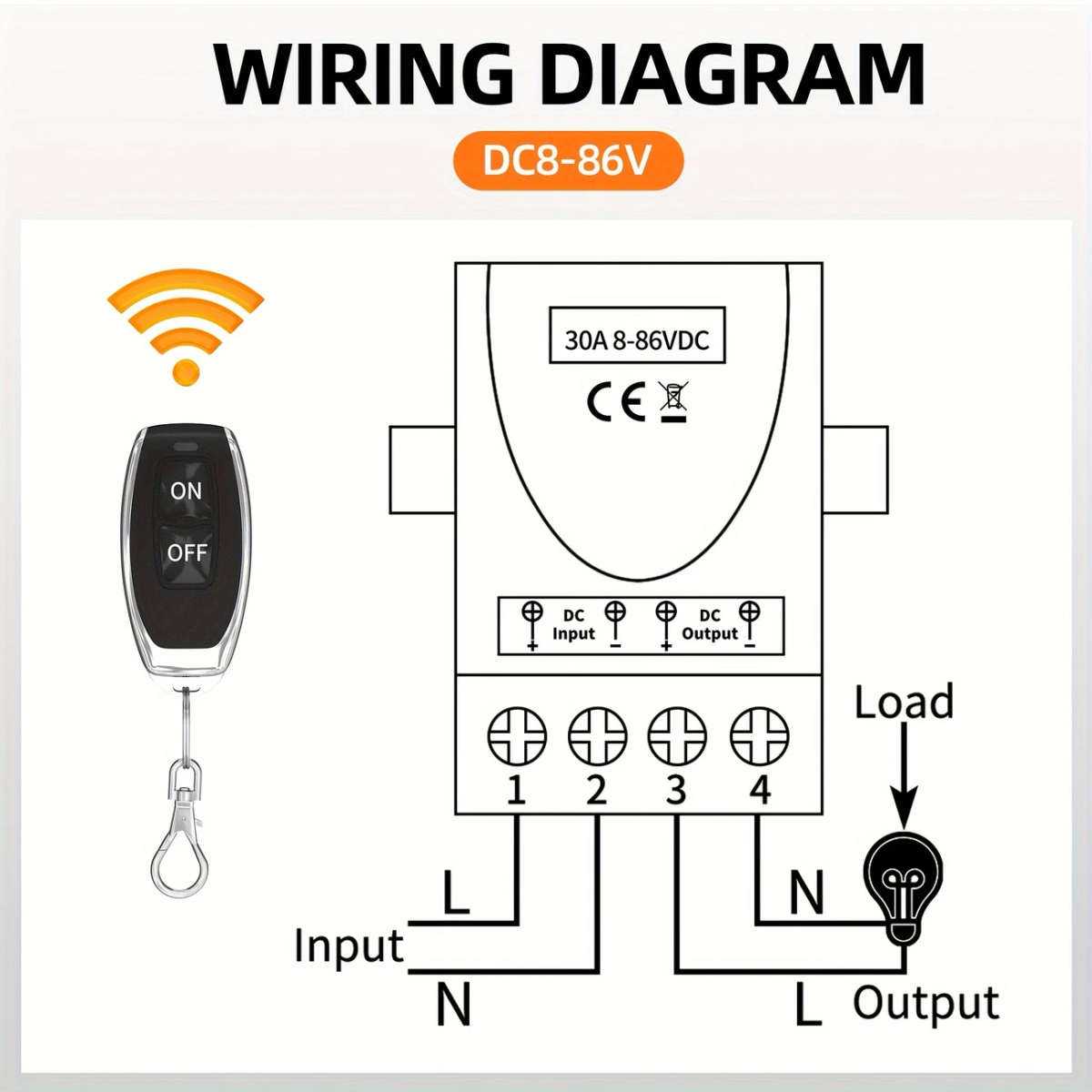 Wide Voltage Wireless Remote Control Switch with 2 Remote Keys