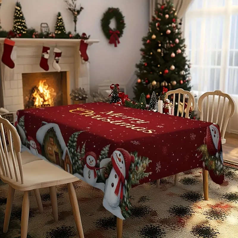 Red And White Christmas Tablecloth