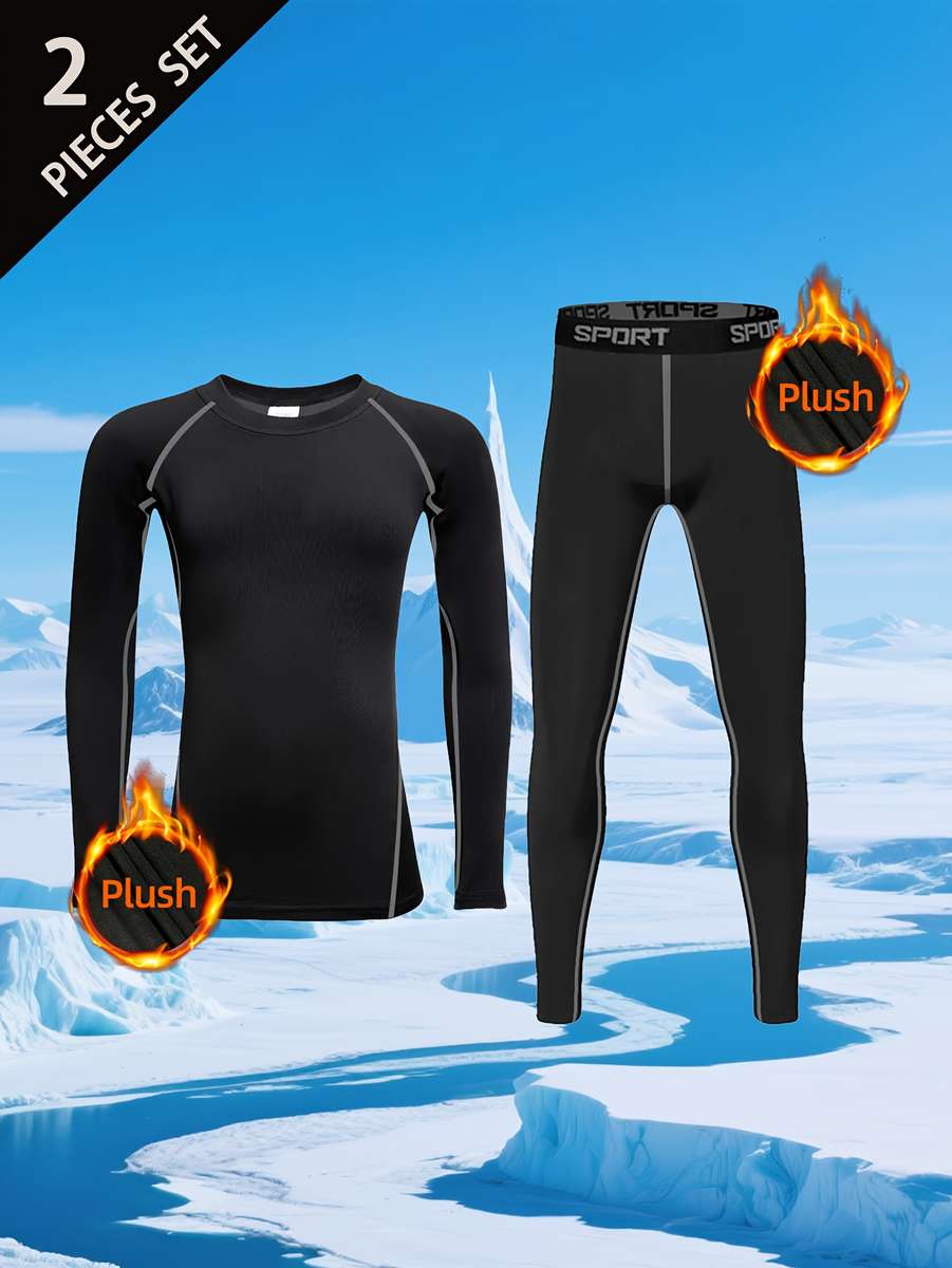 Thermal Underwear Color Black Gray Line Size910Y