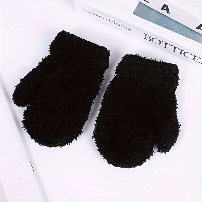1 Pair Black Warm Gloves