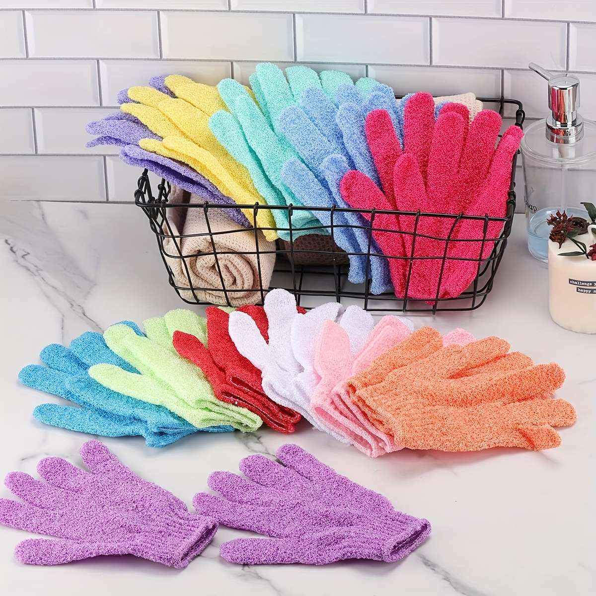 5 Pairs Colorful Nylon Gloves Multi Purpose Work Gloves